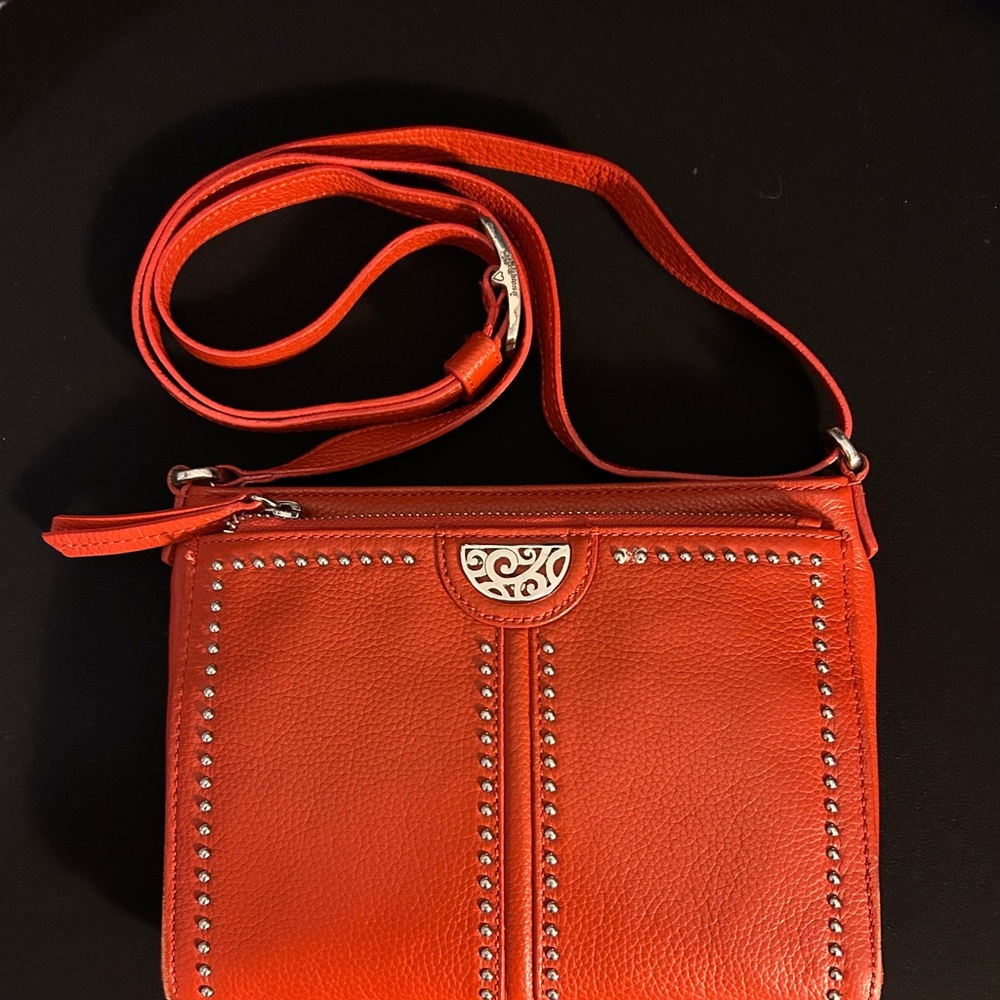 Brighton Vibrant Orange Crossbody Bag with Silver Accents